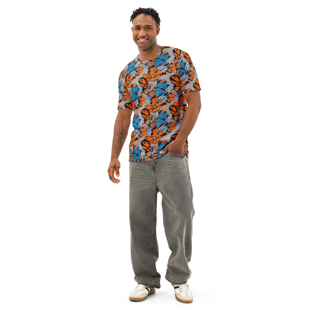 Flutter Wave on Men's Cotton Crew Neck T-Shirt — Front