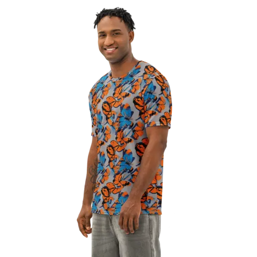 Flutter Wave on a Men's Cotton Crew Neck T-Shirt