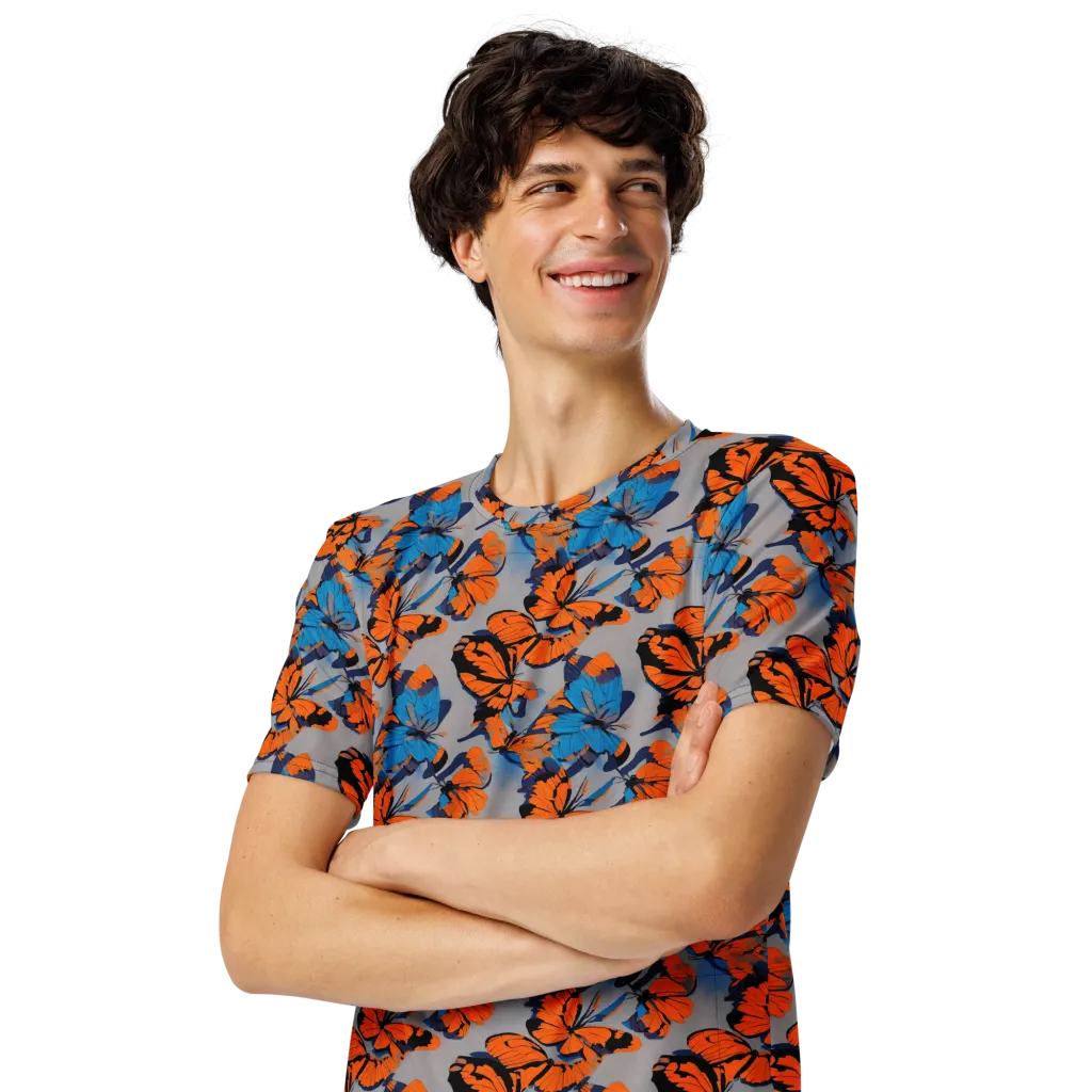 Flutter Wave on Men's Crew Neck T-Shirt — Left Front