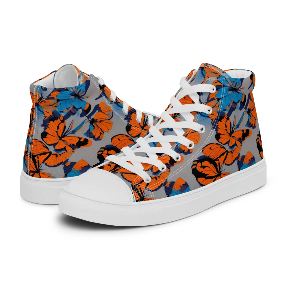 Flutter Wave on Men's High Top Canvas Shoes — Left