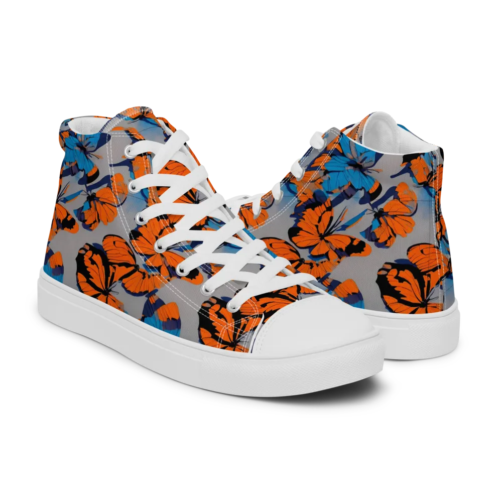 Flutter Wave on Men's High Top Canvas Shoes — Right