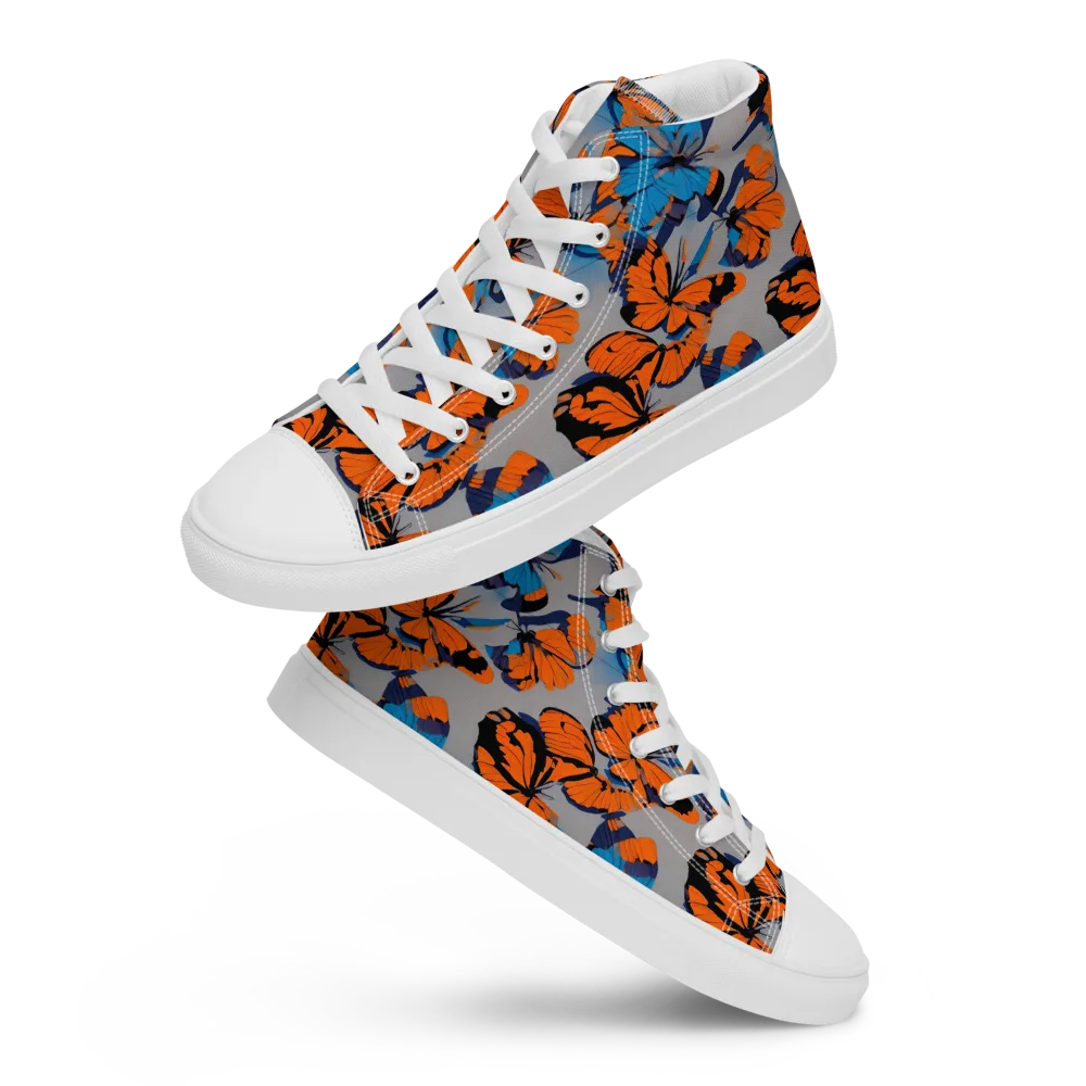 Flutter Wave on Men's High Top Canvas Shoes — Front