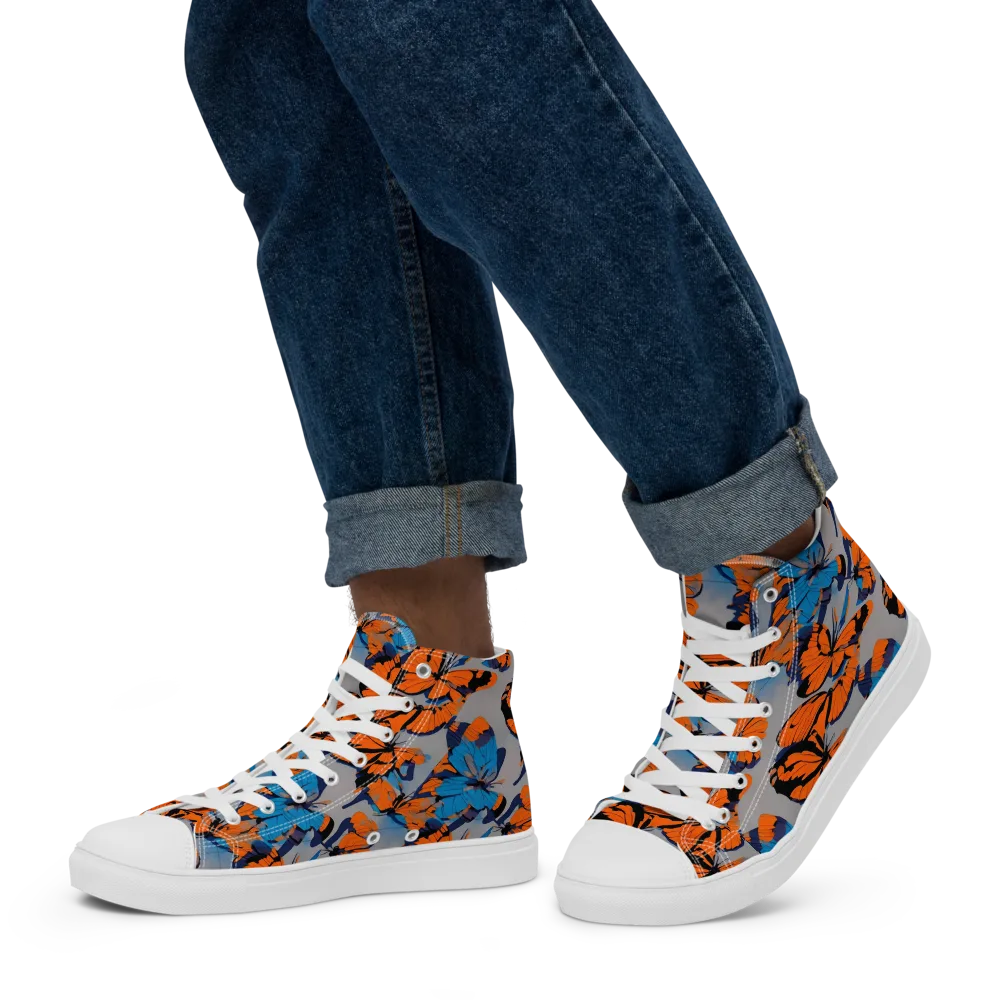 Flutter Wave on Men's High Top Canvas Shoes — Left