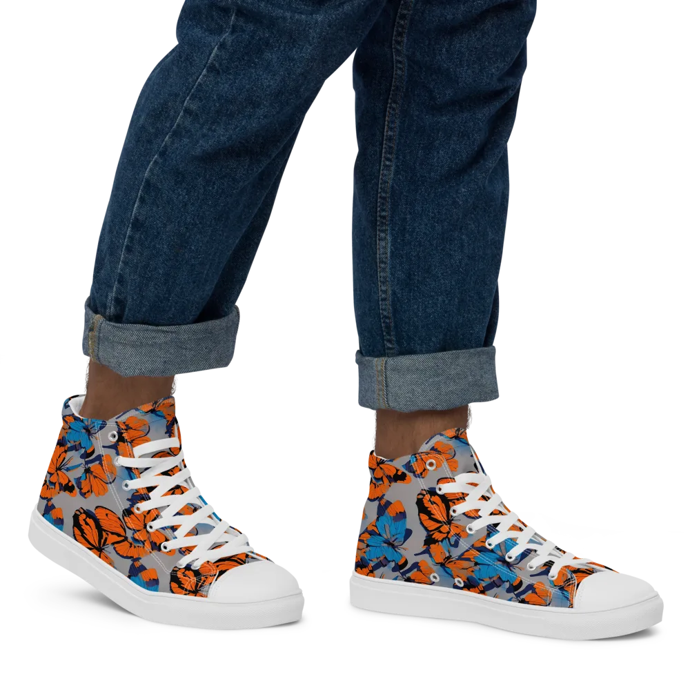 Flutter Wave on Men's High Top Canvas Shoes — Right