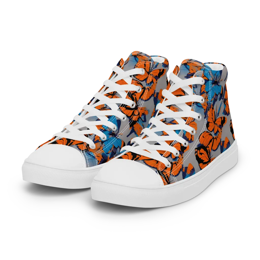 Flutter Wave on Women's High Top Canvas Shoes — Left Front