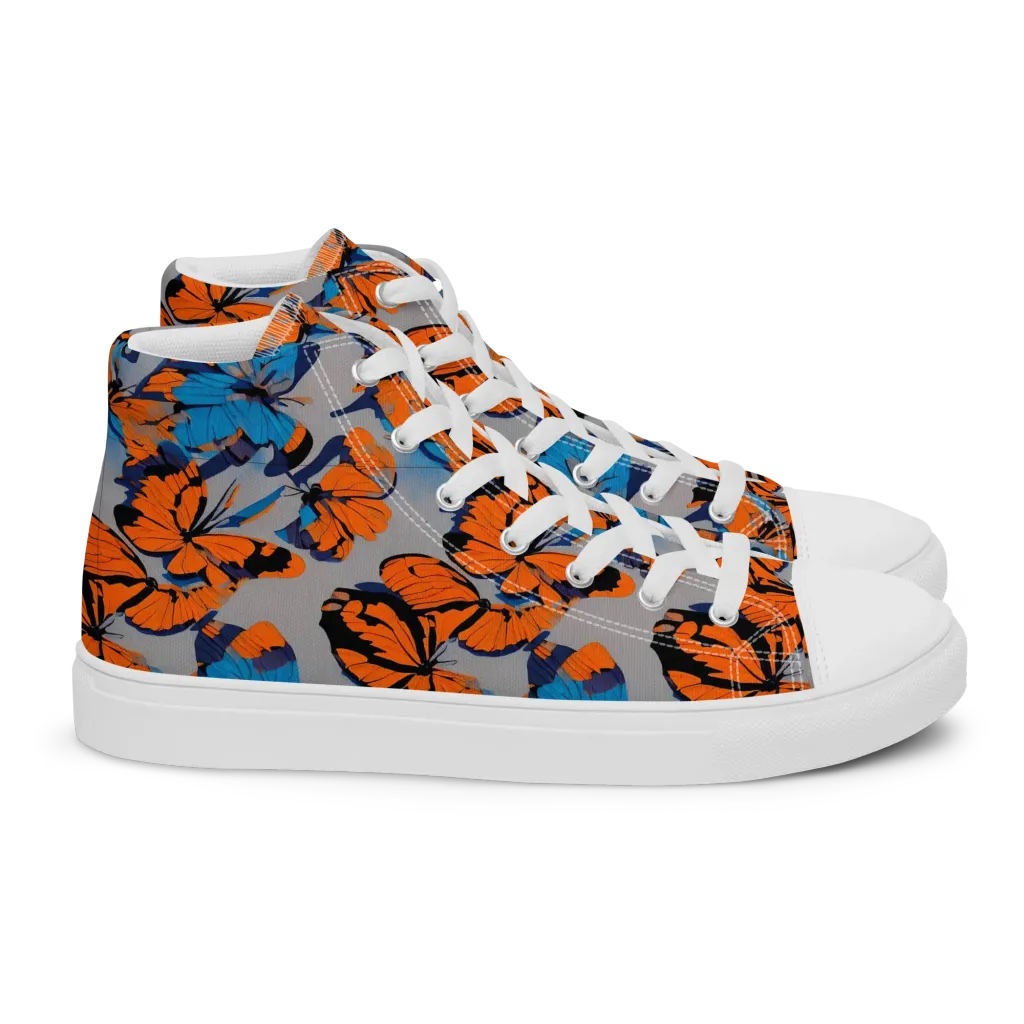 Flutter Wave on Women's High Top Canvas Shoes — Right