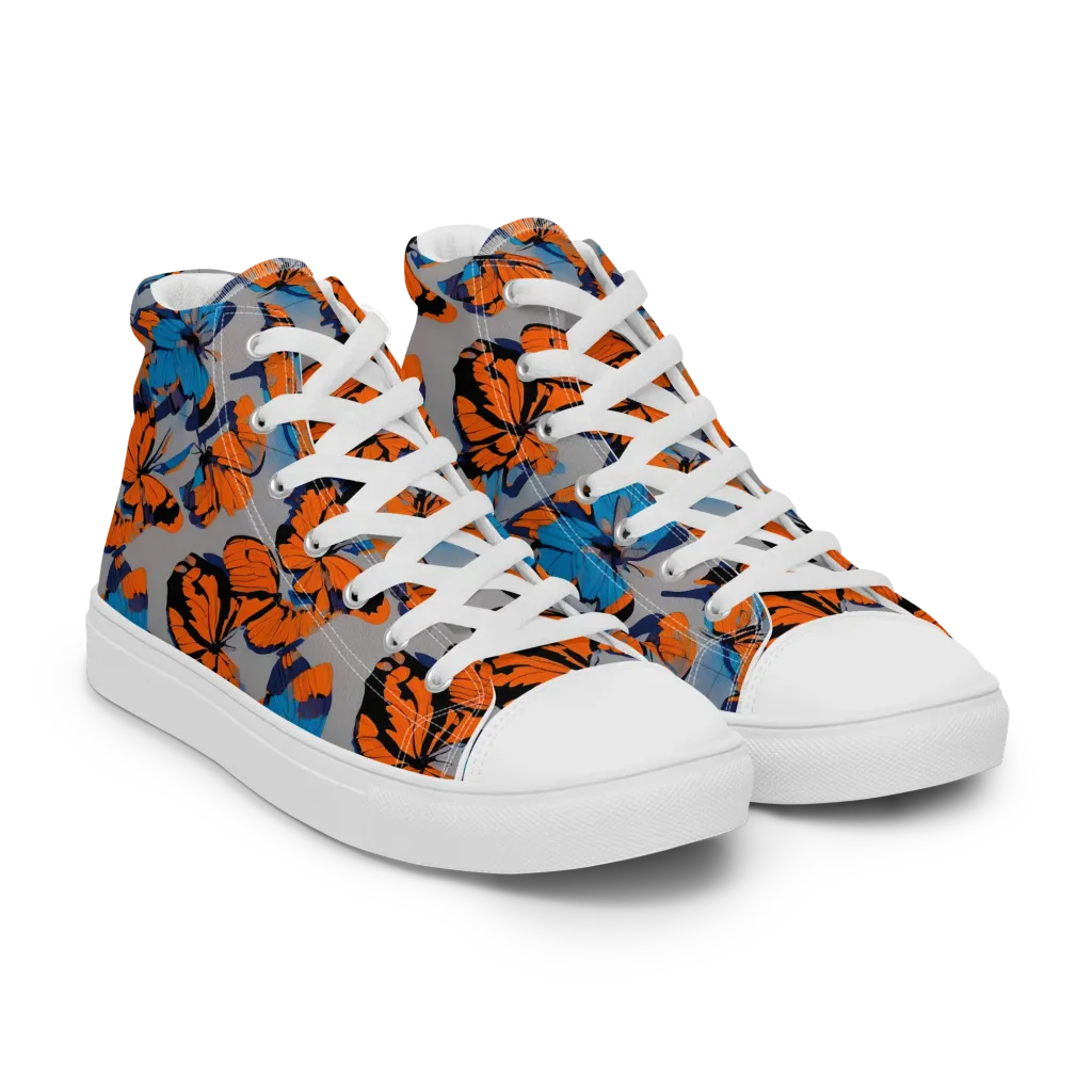 Flutter Wave on Women's High Top Canvas Shoes — Right Front