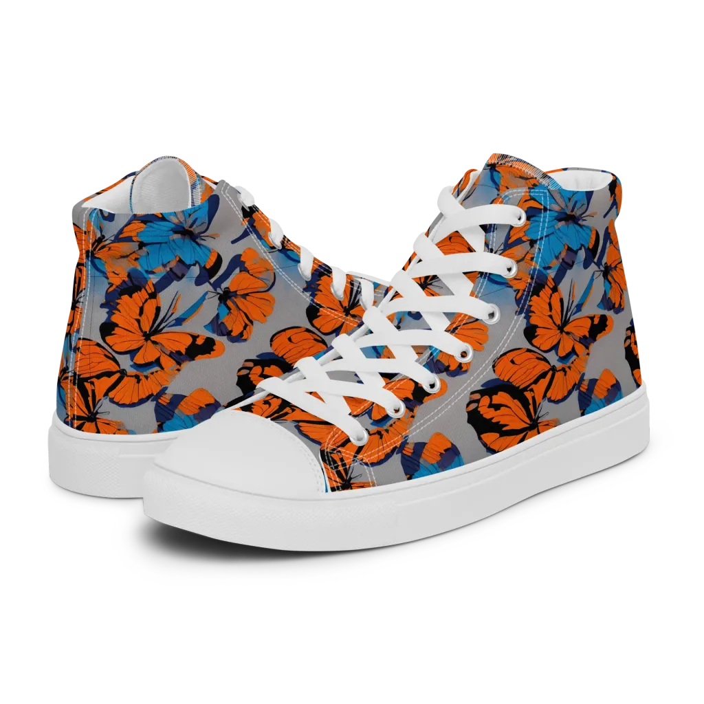 Flutter Wave on Women's High Top Canvas Shoes — Left