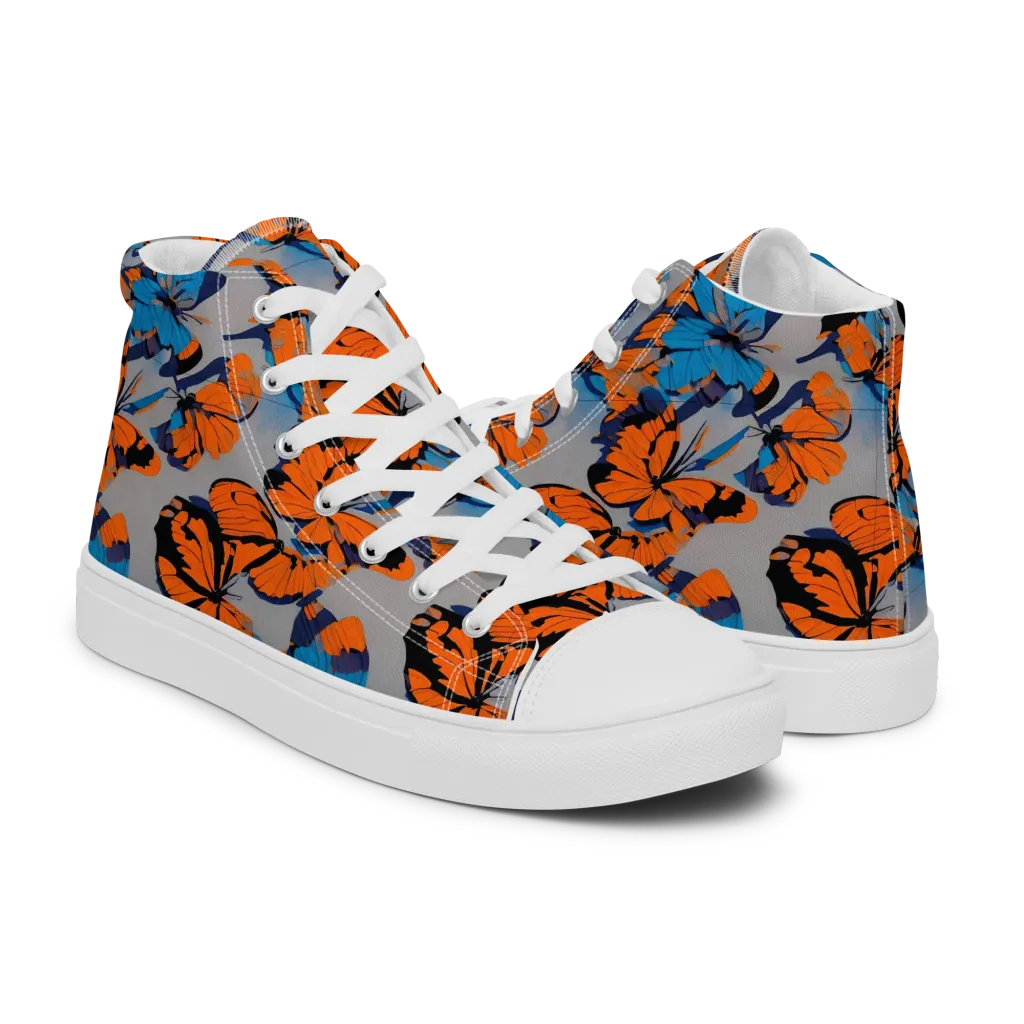 Flutter Wave on Women's High Top Canvas Shoes — Right