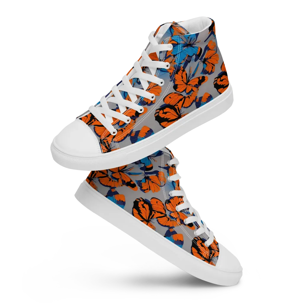 Flutter Wave on Women's High Top Canvas Shoes — Front