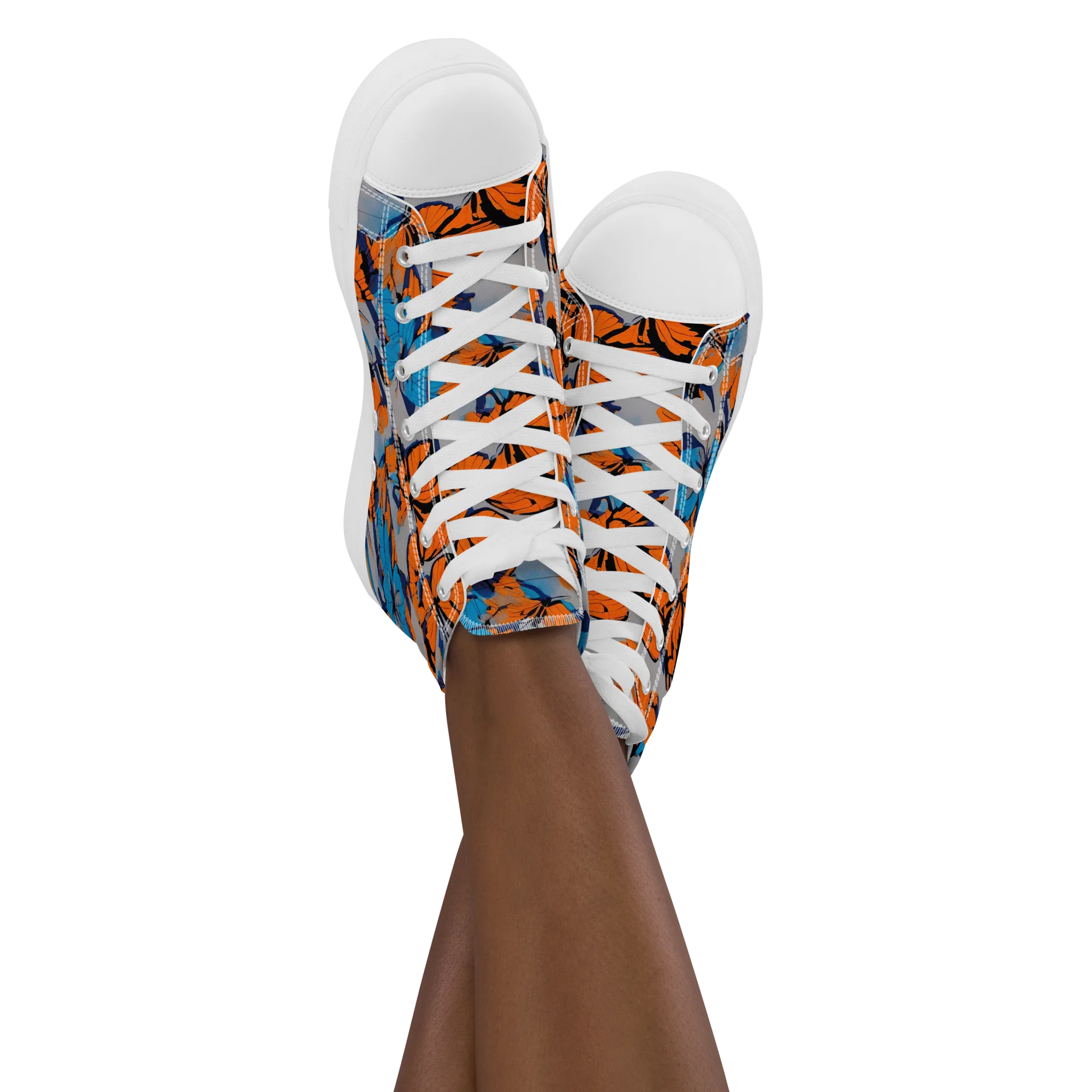 Flutter Wave on Women's High Top Canvas Shoes — Front