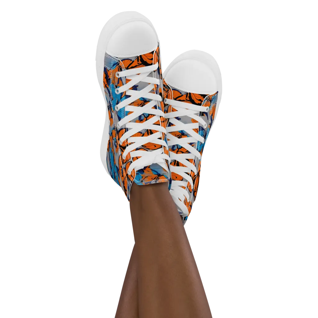 Flutter Wave on Women's High Top Canvas Shoes — Front