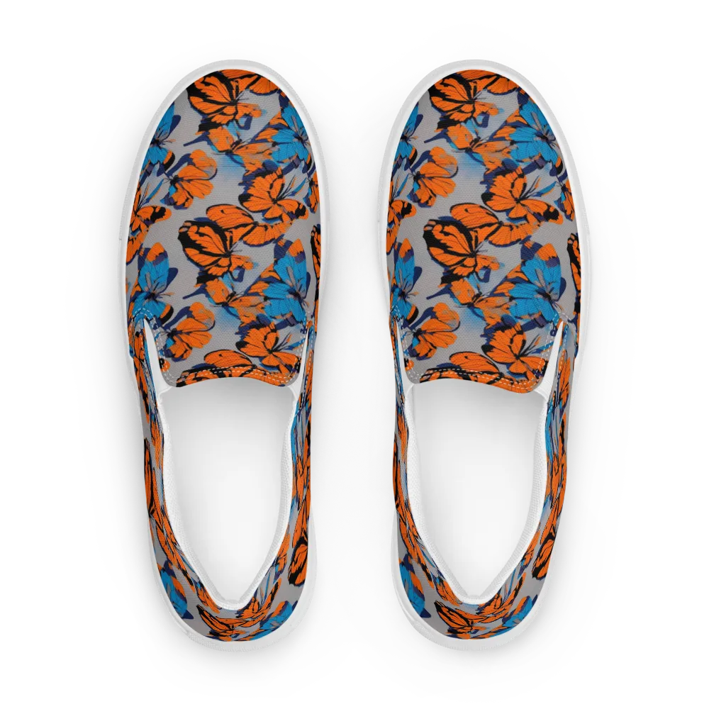 Flutter Wave on Men's Slip-On Canvas Shoes — Front