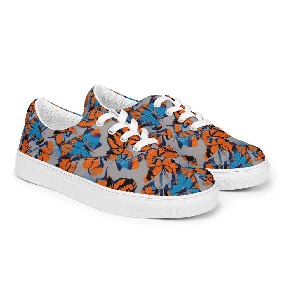 Flutter Wave on Men's Lace-Up Canvas Shoes — Right Front