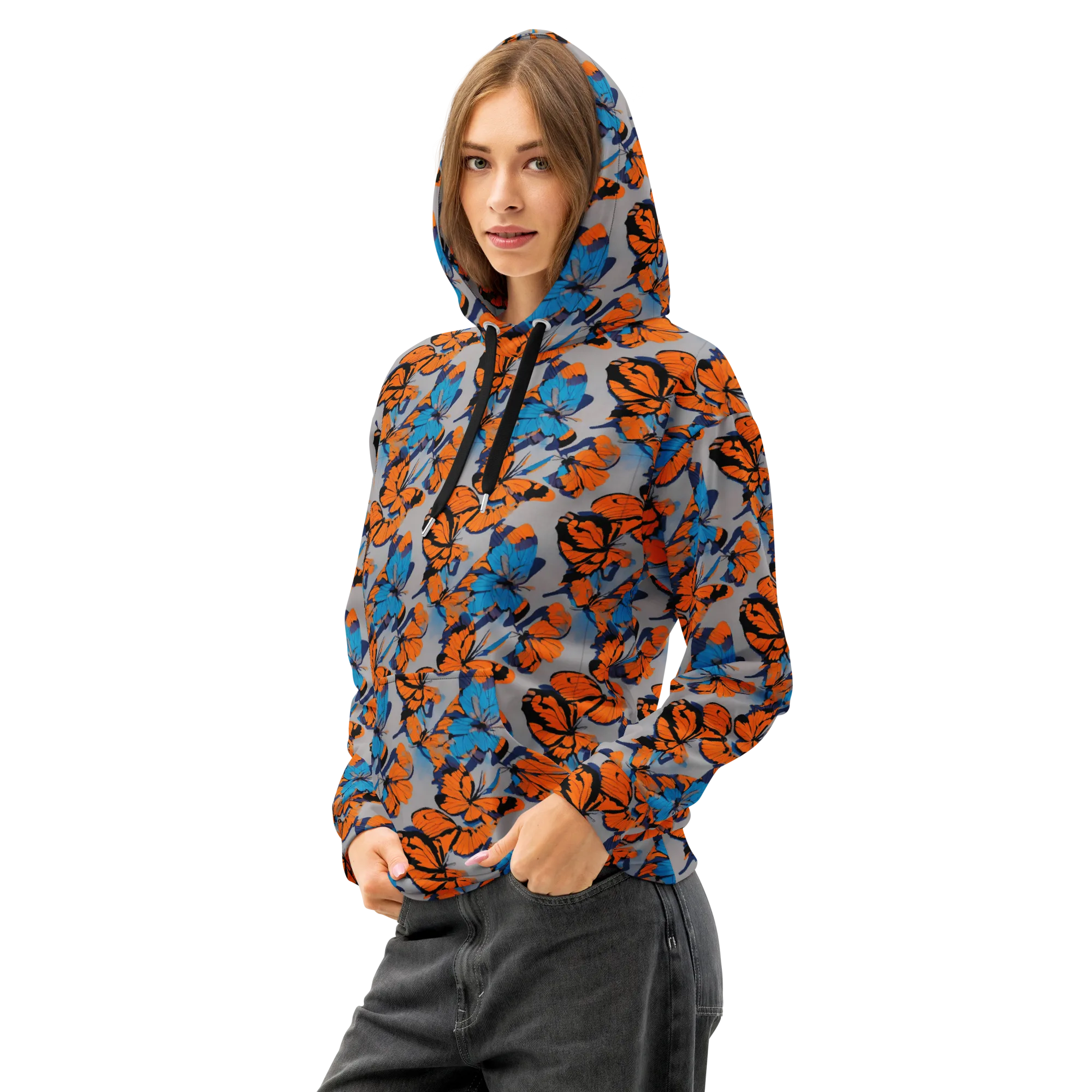 Flutter Wave on Cotton Hoodie — Left Front
