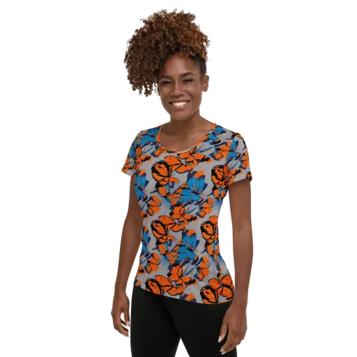 Flutter Wave on a Women's Athletic T-Shirt
