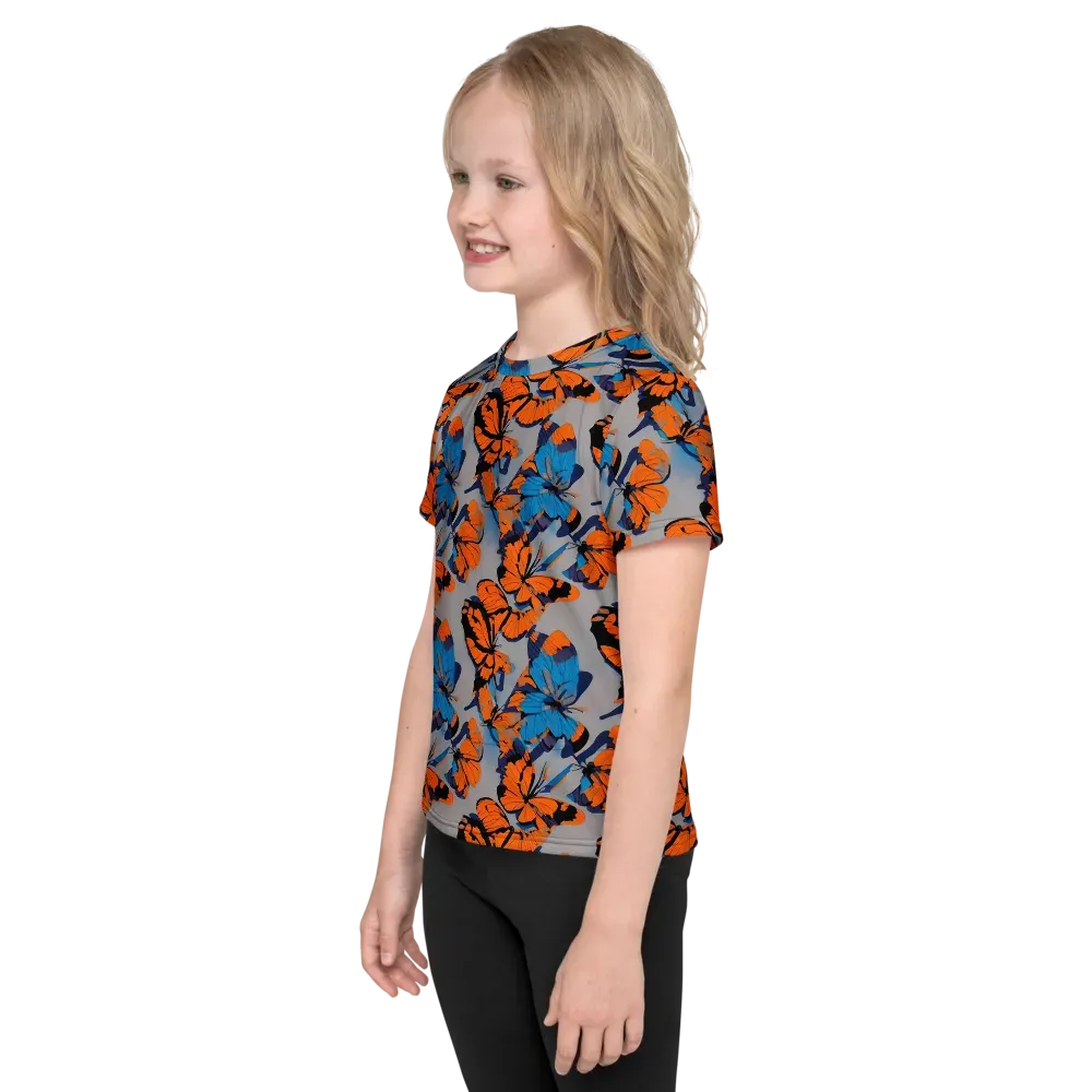 Flutter Wave on Kids Crew Neck T-Shirt — Left