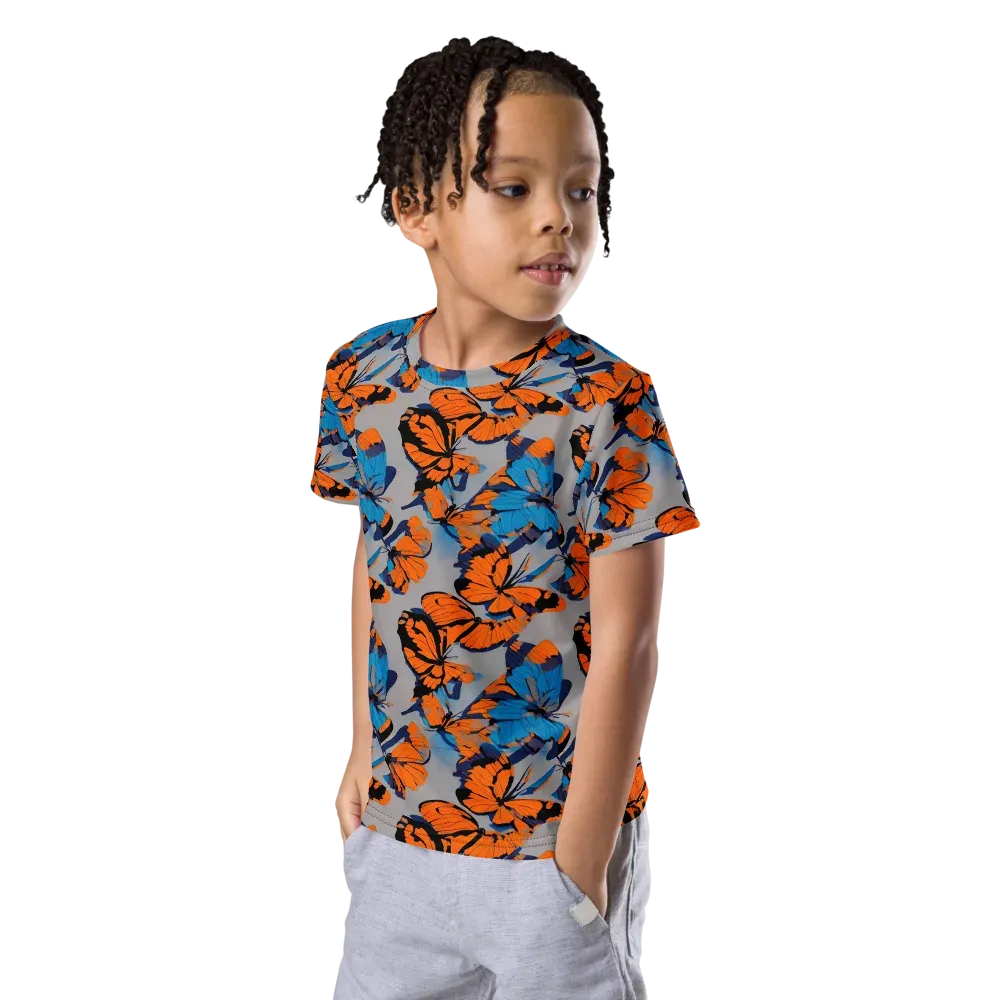 Flutter Wave on Kids Crew Neck T-Shirt — Left Front