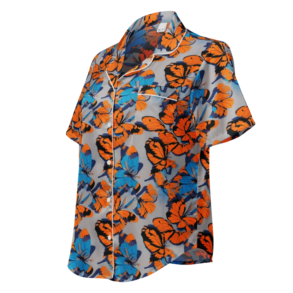 Flutter Wave on Women's Short Sleeve Pajama Top — Left Front