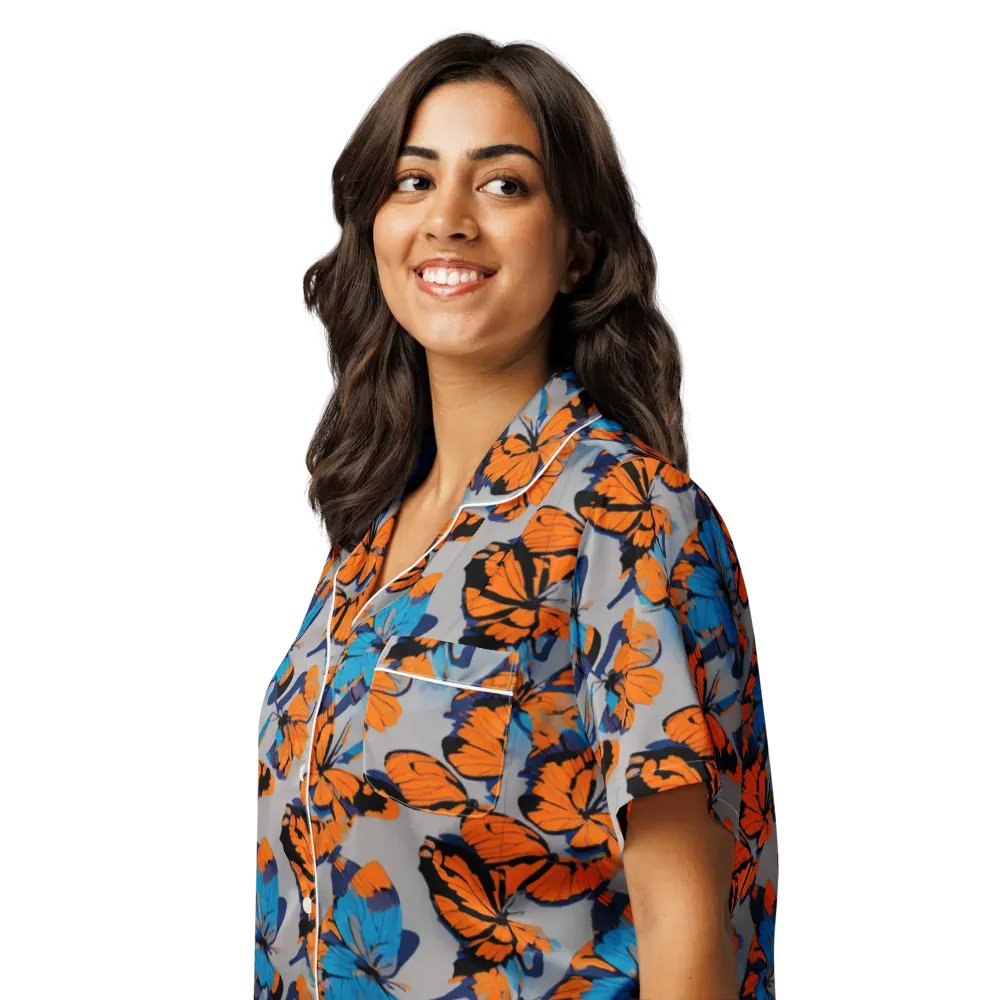 Flutter Wave on Women's Short Sleeve Pajama Top — Left Front