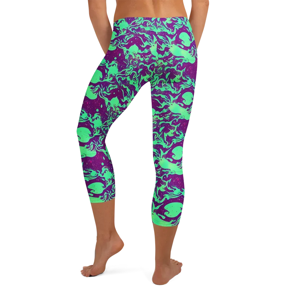 Alien Ripples on Capri Leggings — Back