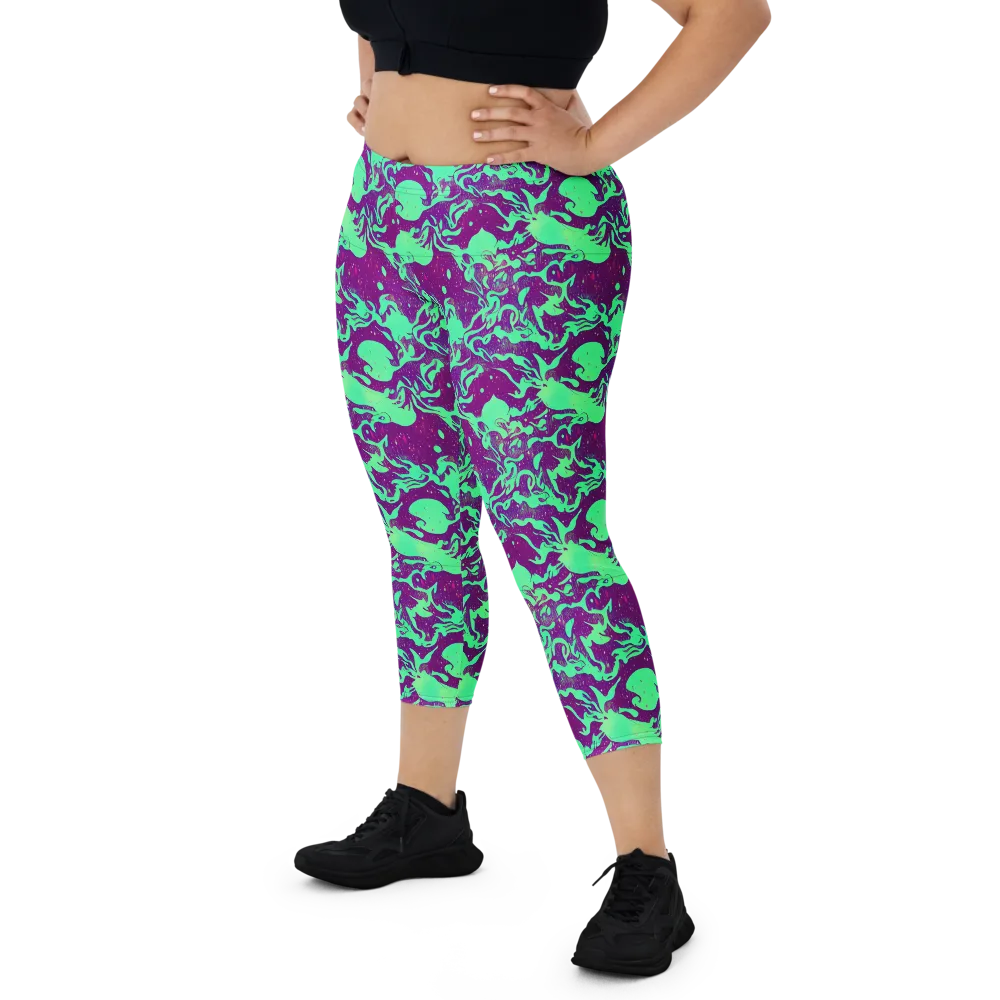 Alien Ripples on Capri Leggings — Front