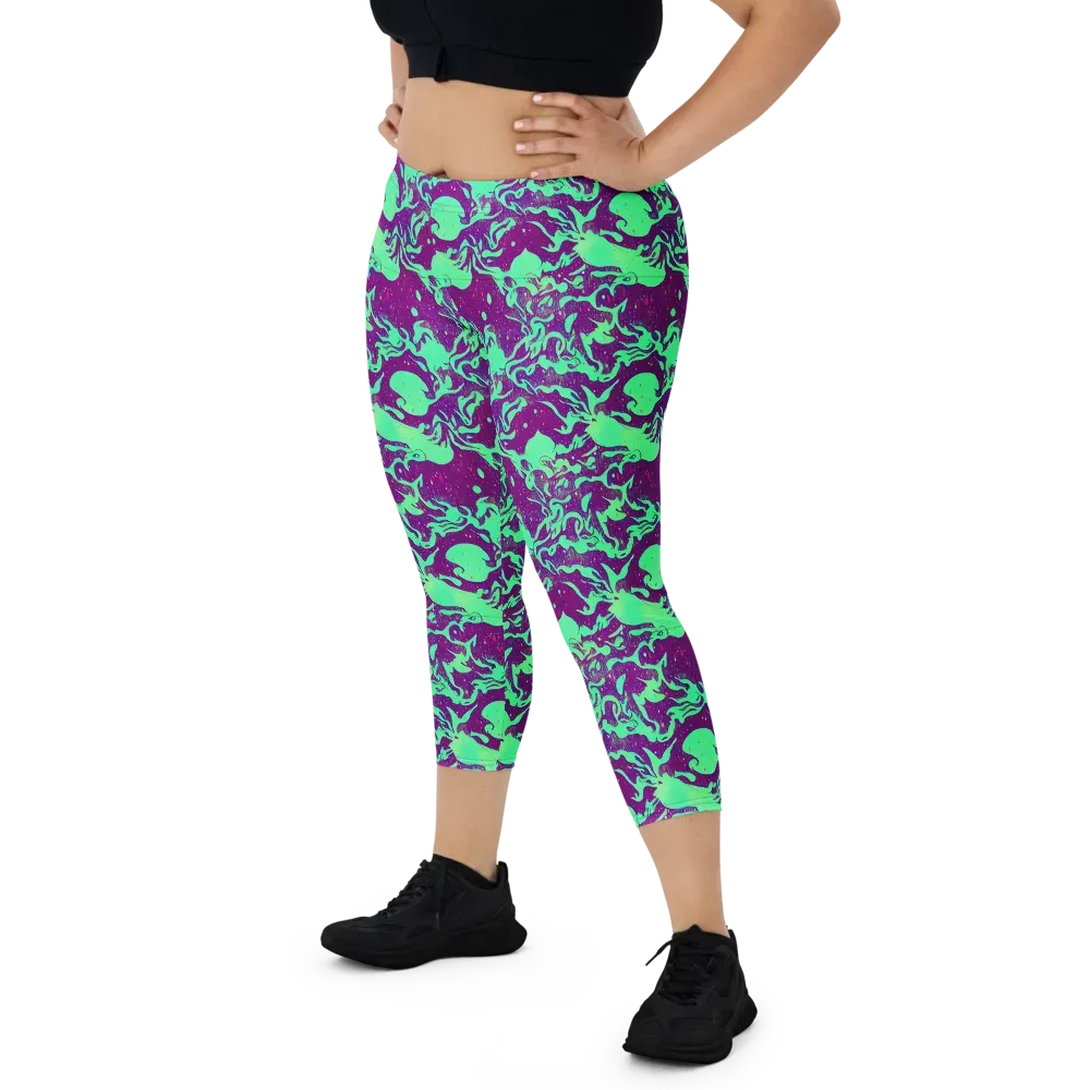 Alien Ripples on Capri Leggings — Front