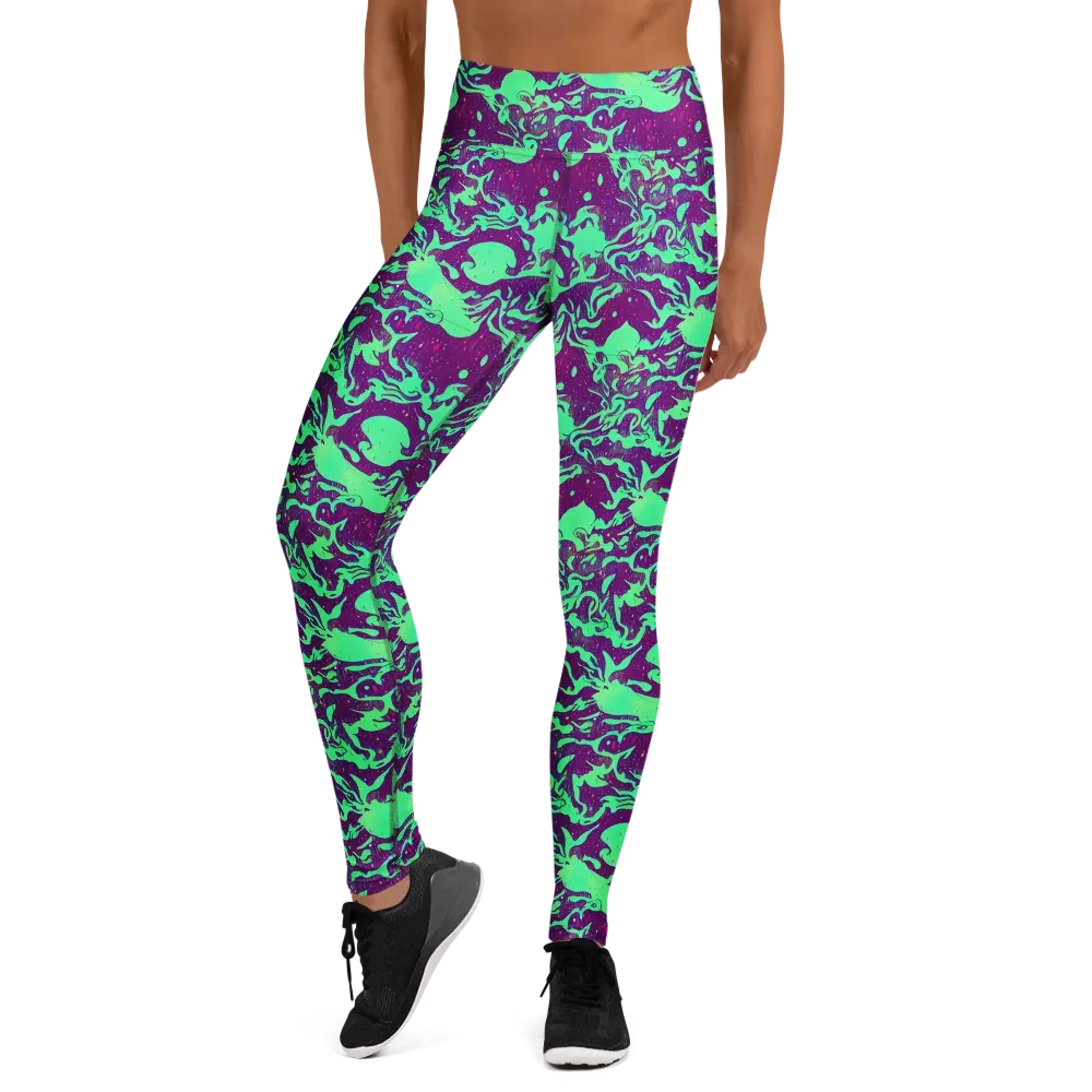 Alien Ripples on Yoga Leggings — Front