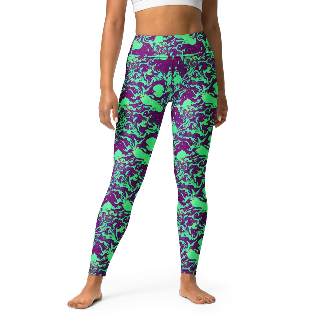 Alien Ripples on Yoga Leggings — Front