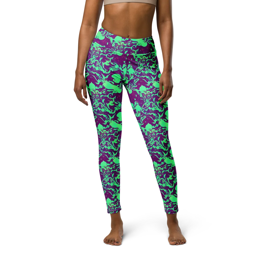 Alien Ripples on Yoga Leggings — Front