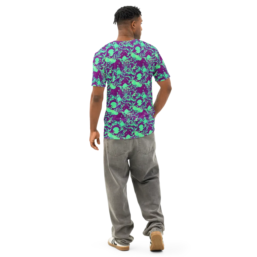 Alien Ripples on Men's Cotton Crew Neck T-Shirt — Back