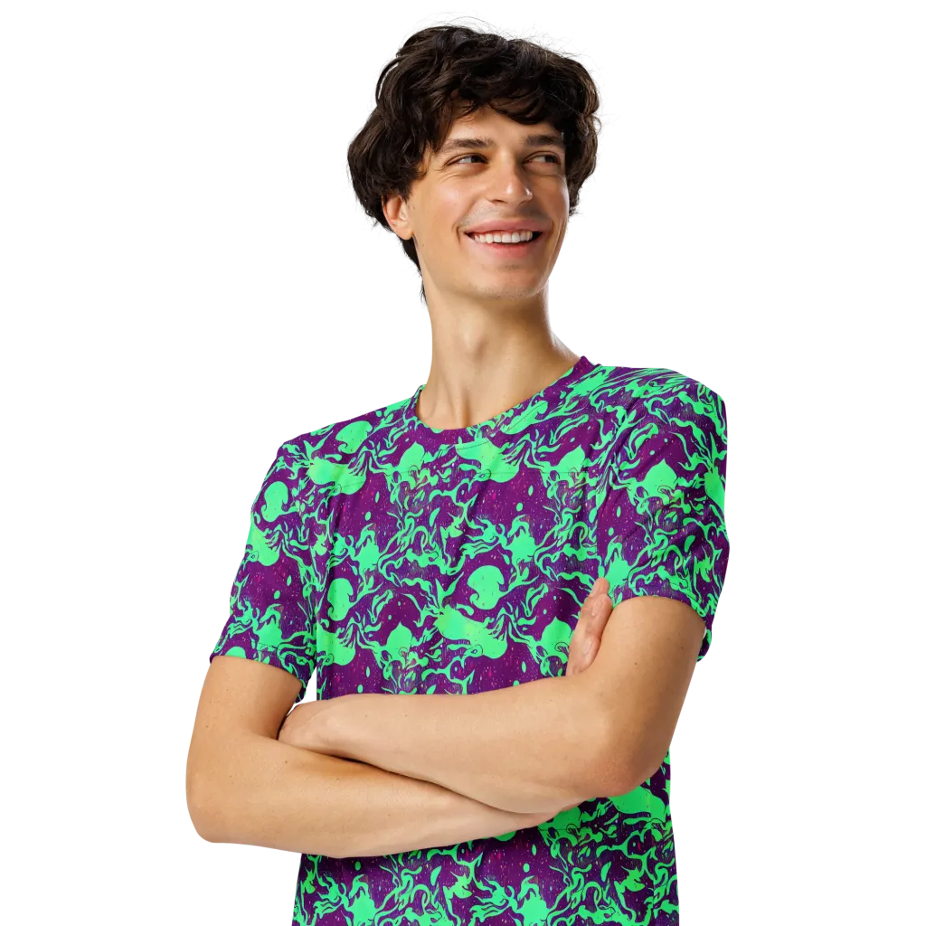 Alien Ripples on Men's Crew Neck T-Shirt — Left Front