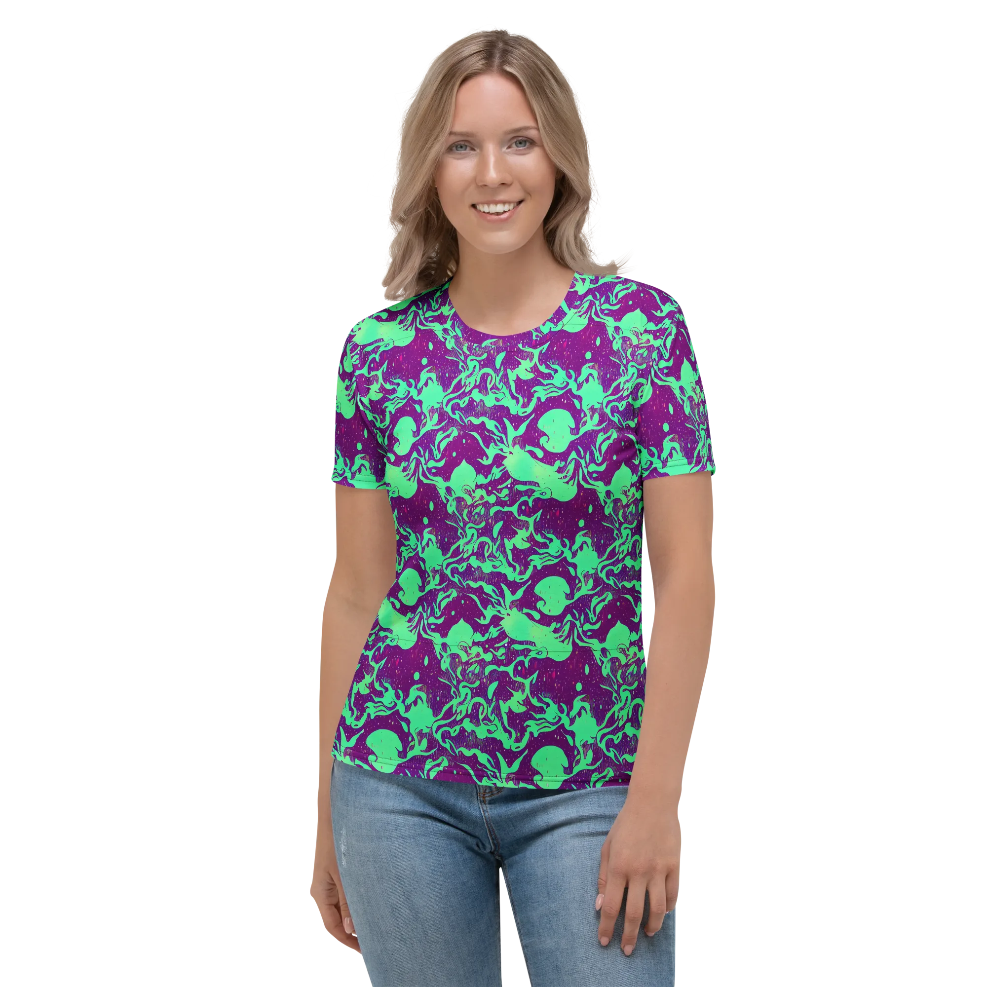 Alien Ripples on Women's Crew Neck T-Shirt — Front