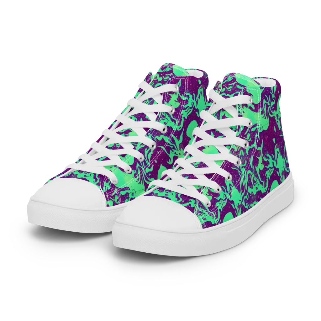Alien Ripples on Women's High Top Canvas Shoes — Left Front
