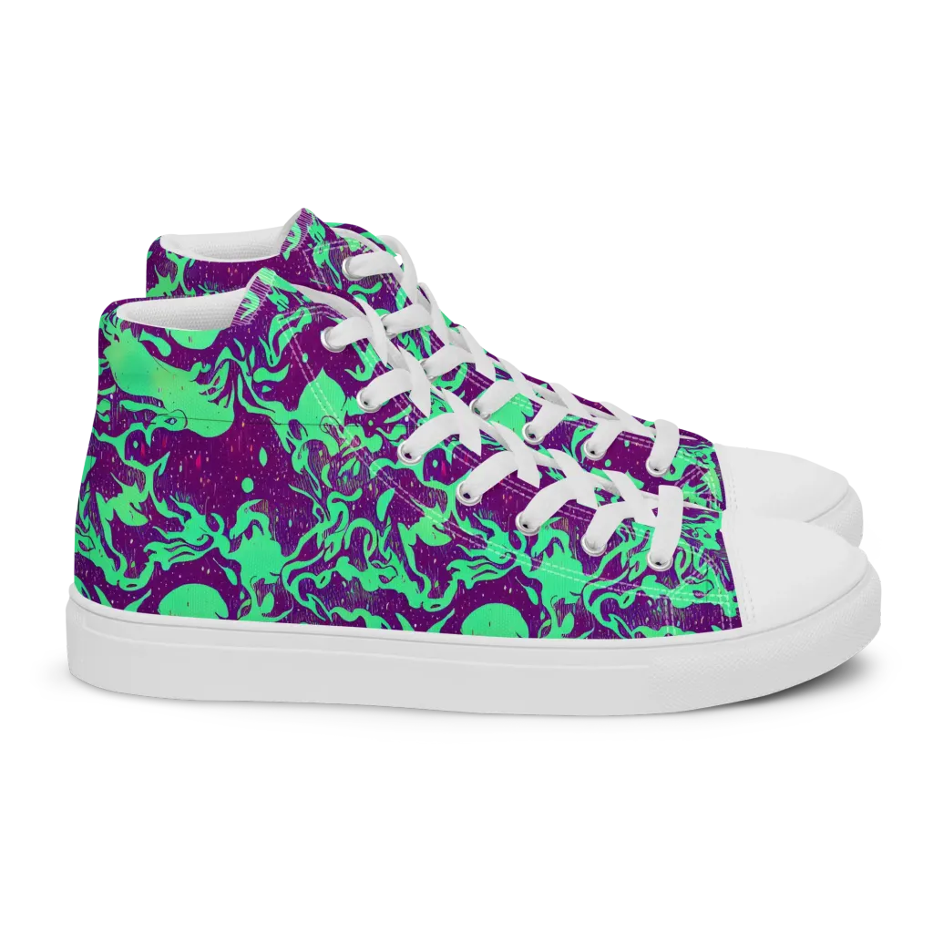 Alien Ripples on Women's High Top Canvas Shoes — Right