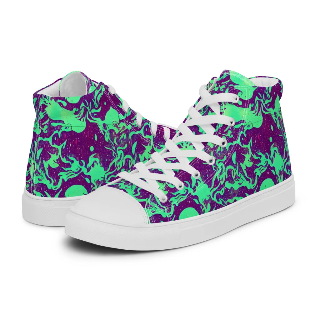 Alien Ripples on Women's High Top Canvas Shoes — Left