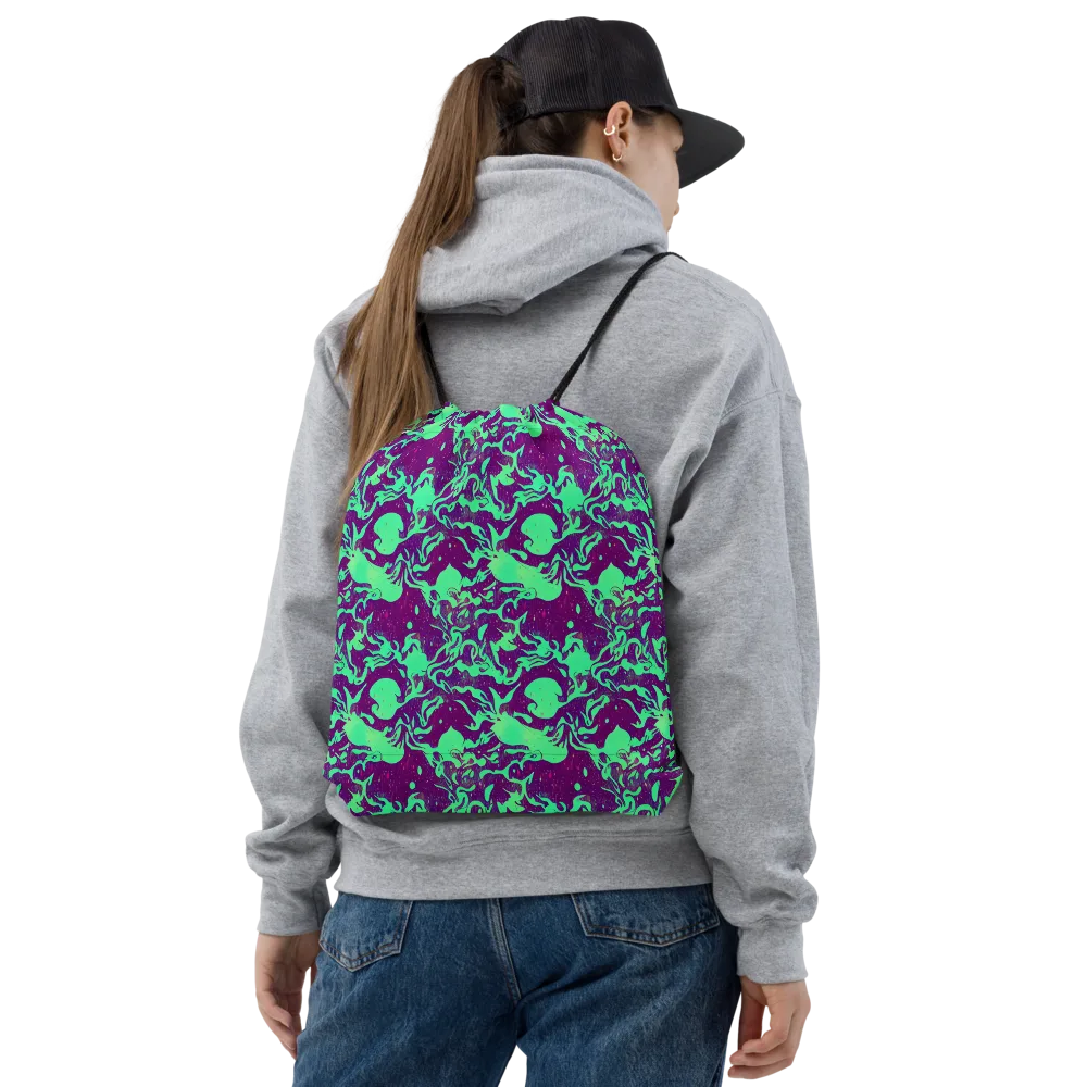 Alien Ripples on Drawstring Bag — Front