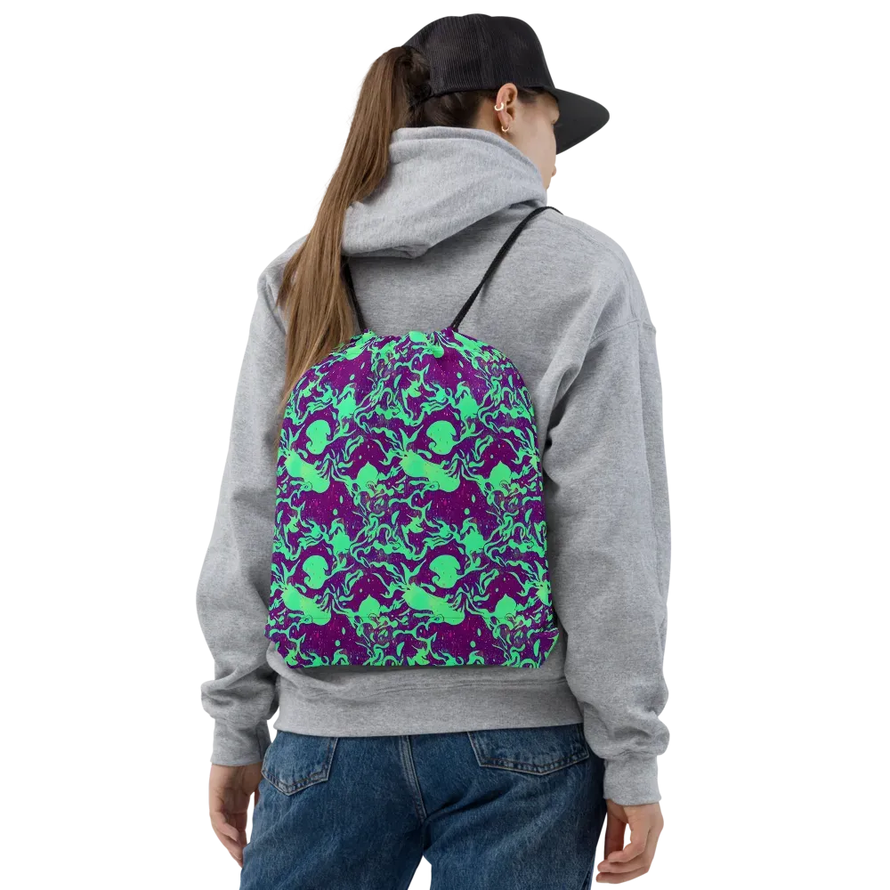Alien Ripples on Drawstring Bag — Front