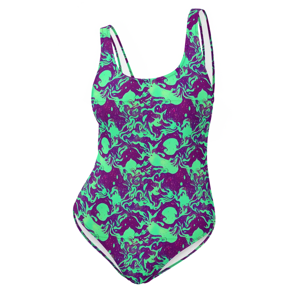 Alien Ripples on One-Piece Swimsuit — Front