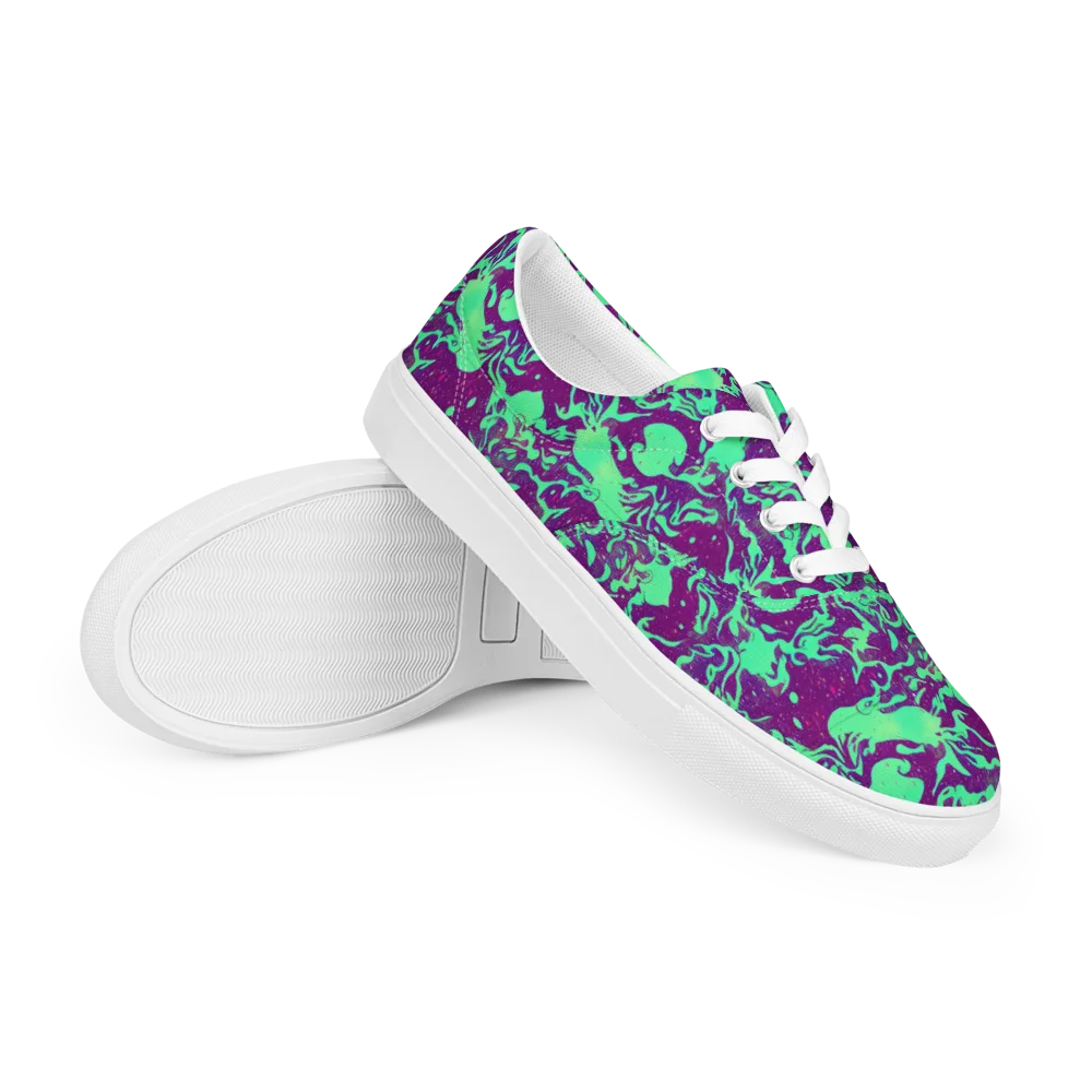 Alien Ripples on Men's Lace-Up Canvas Shoes — Right Front