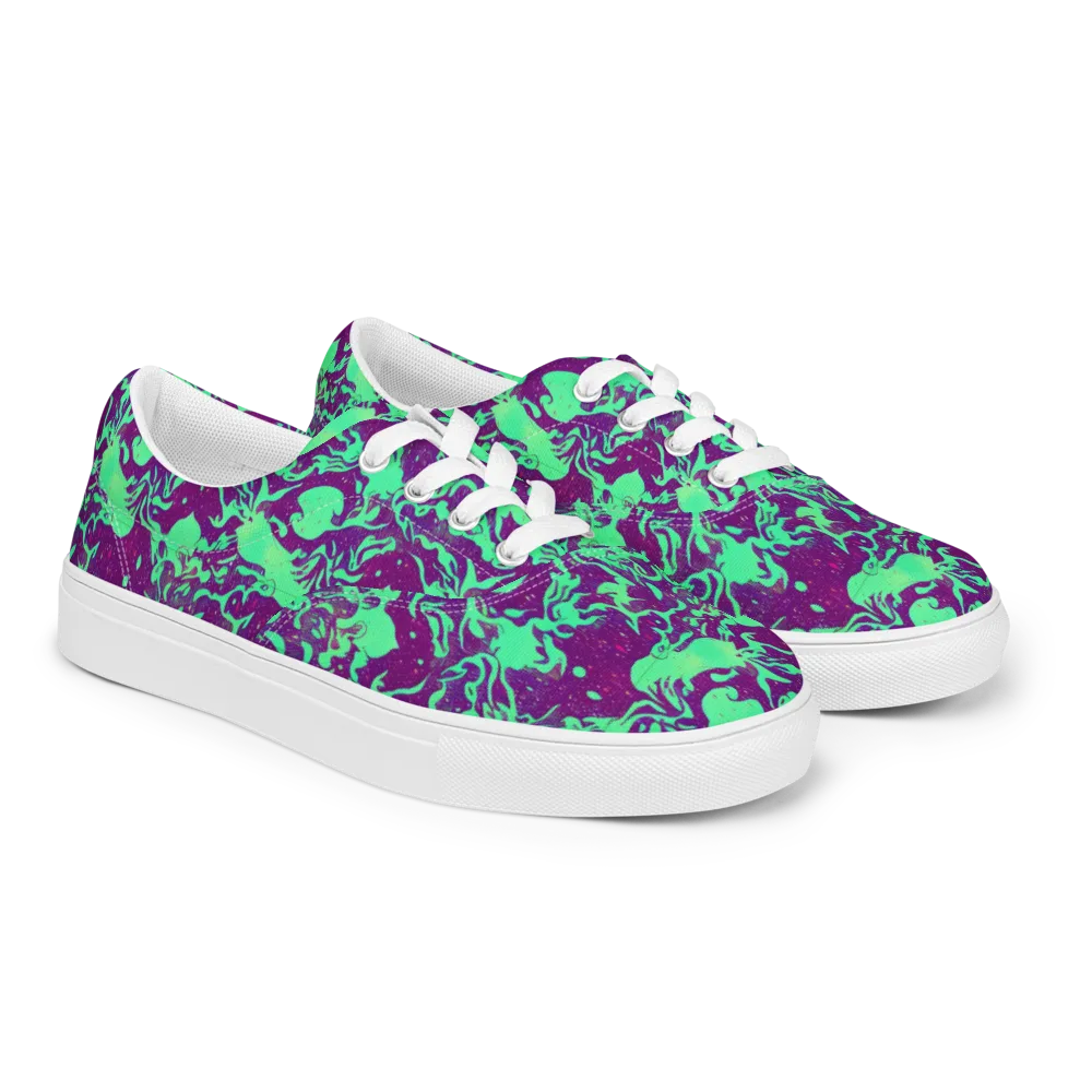 Alien Ripples on Men's Lace-Up Canvas Shoes — Right Front