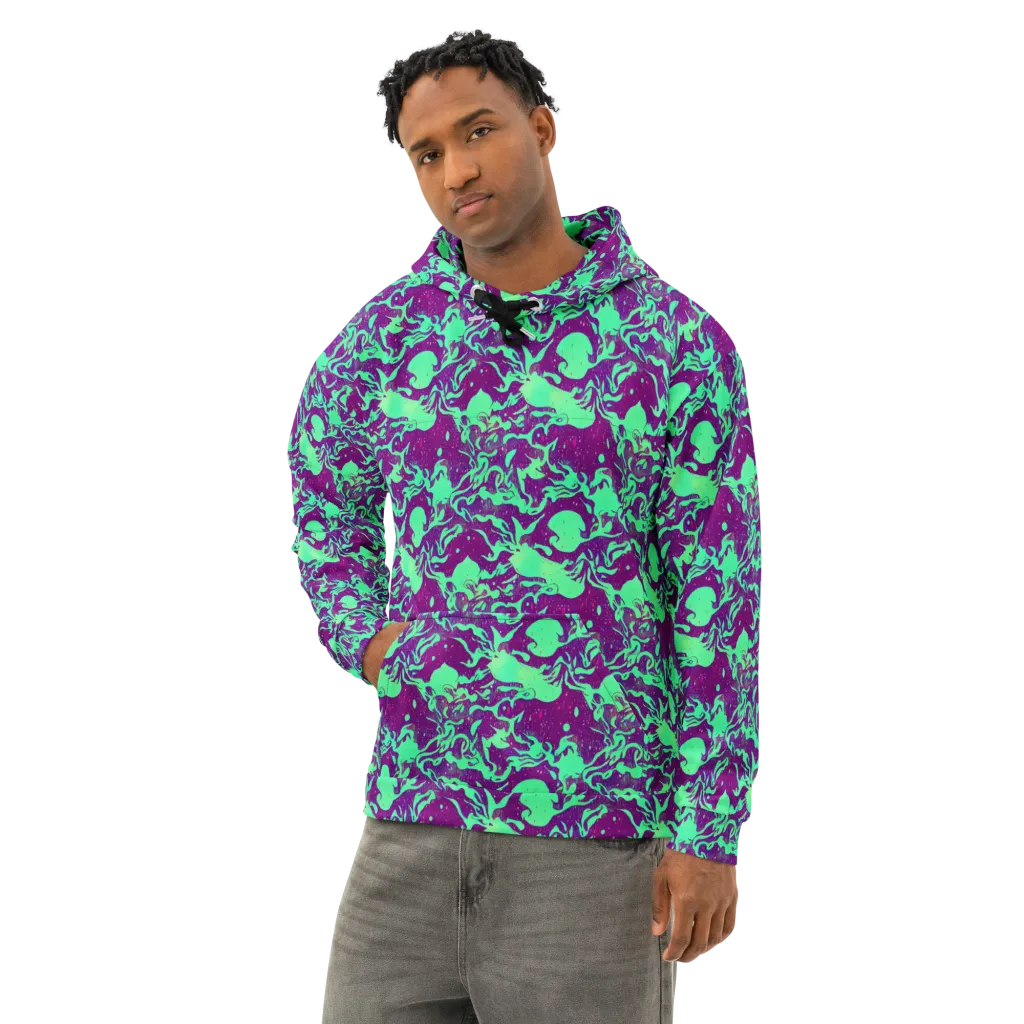 Alien Ripples on Cotton Hoodie — Left Front