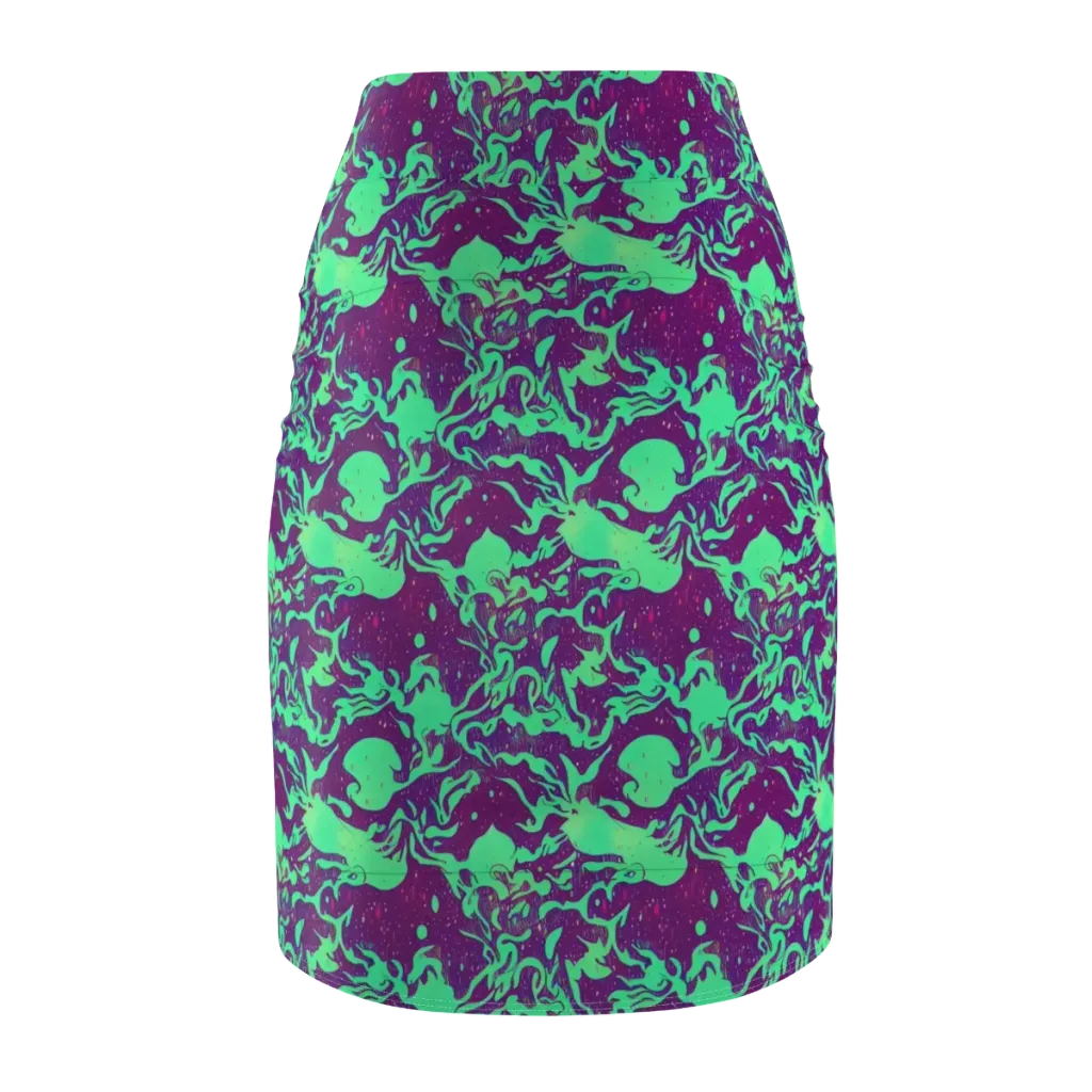Alien Ripples on Pencil Skirt — Back