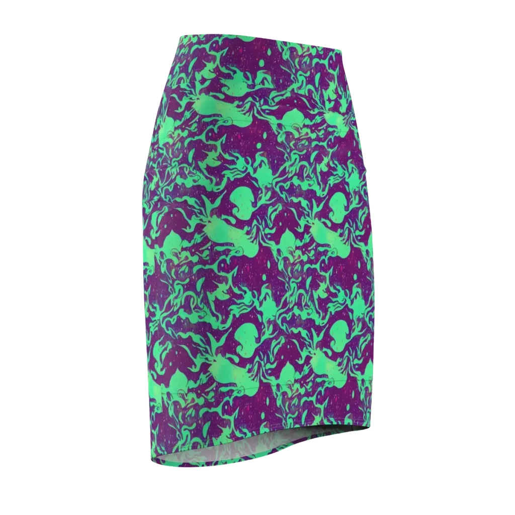Alien Ripples on Pencil Skirt — Front Side