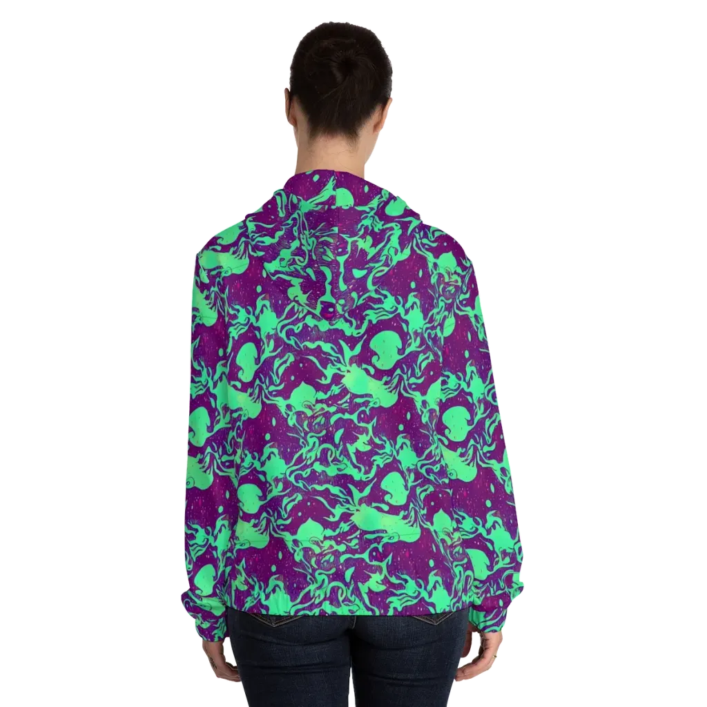 Alien Ripples on Women's Full-Zip Hoodie — Back On Person