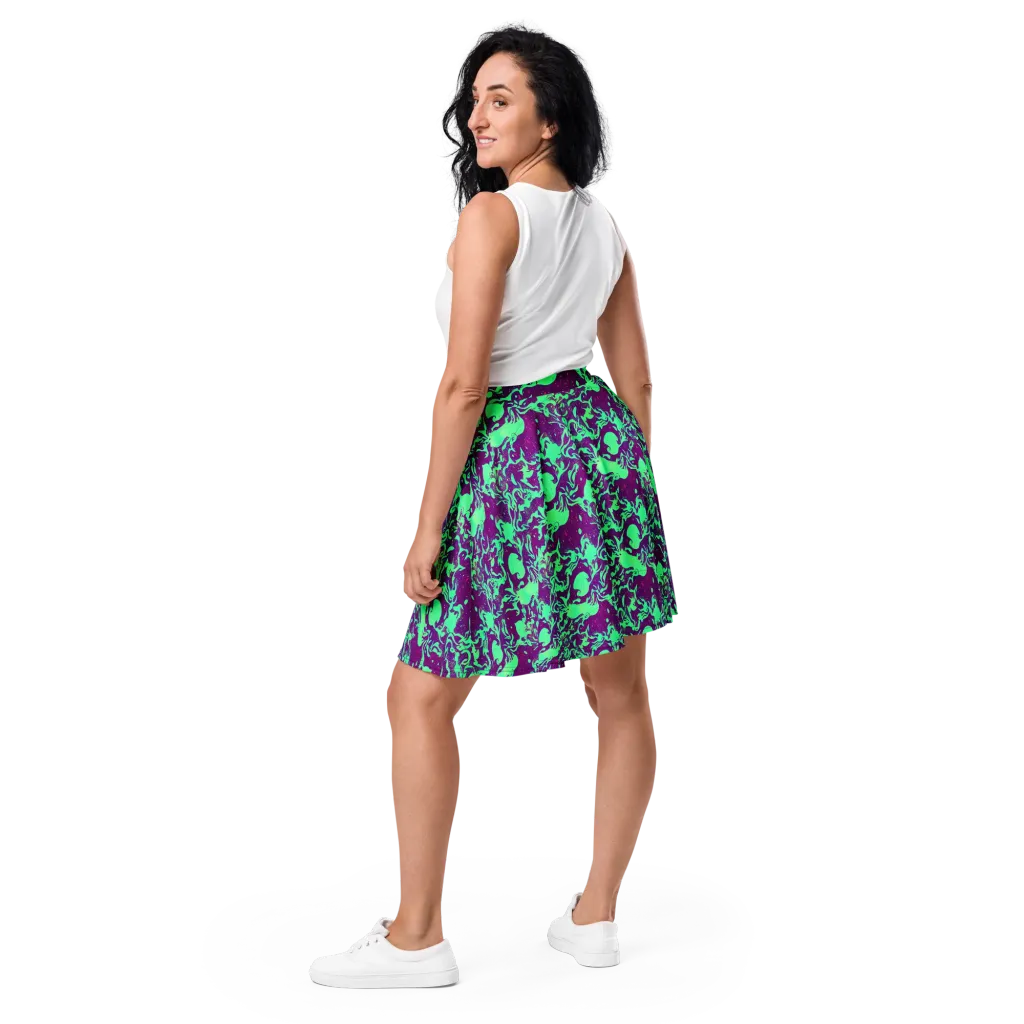 Alien Ripples on Skater Skirt — Back
