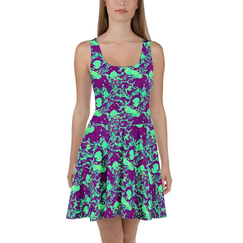 Alien Ripples on Skater Dress — Front