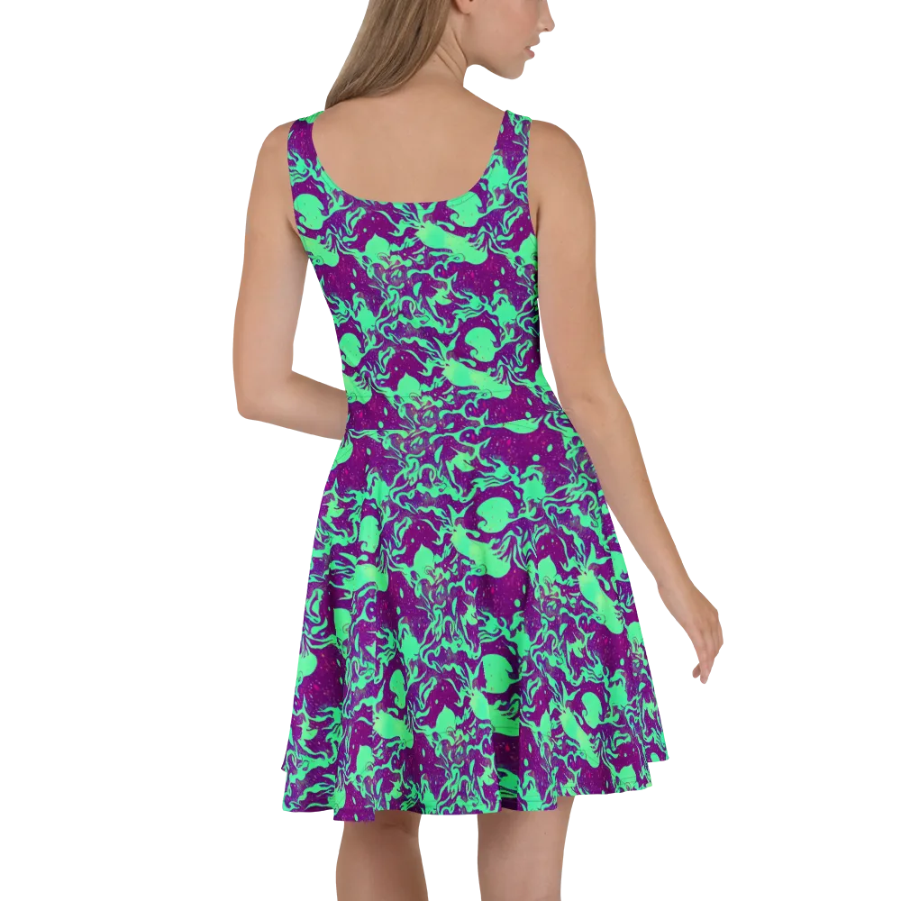 Alien Ripples on Skater Dress — Back