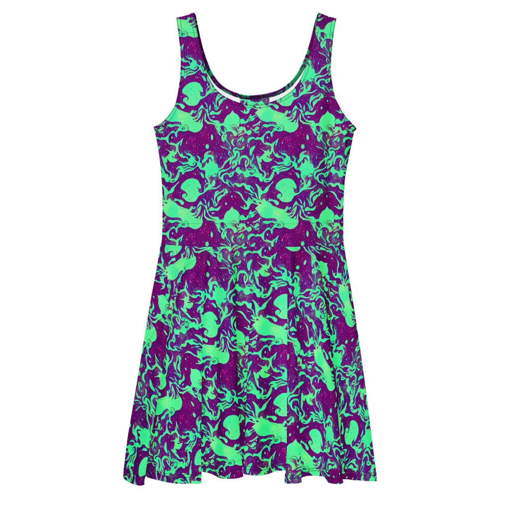 Alien Ripples on Skater Dress — Front