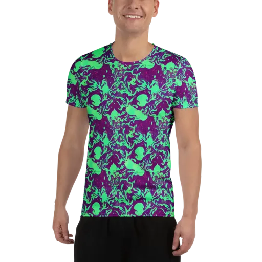 Alien Ripples on a Men's Athletic T-Shirt